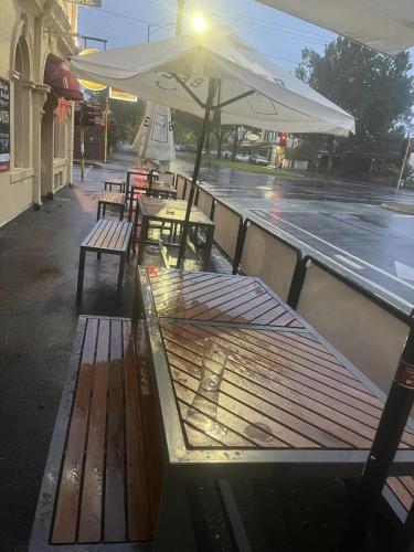 Outdoor tables and bench seats