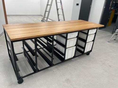 Table with underneath racking